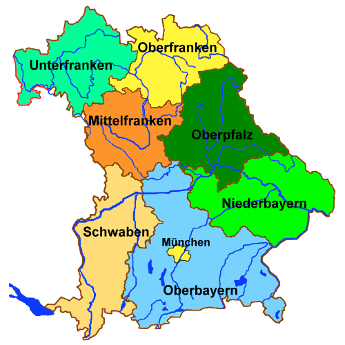 BAYERN Unterfranken Oberfranken Oberpfalz LANDKARTE von 1905 Mittelfranken 